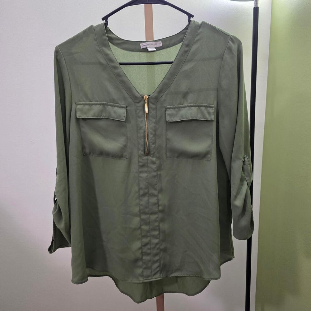 Cato Women's Green and Khaki Blouse